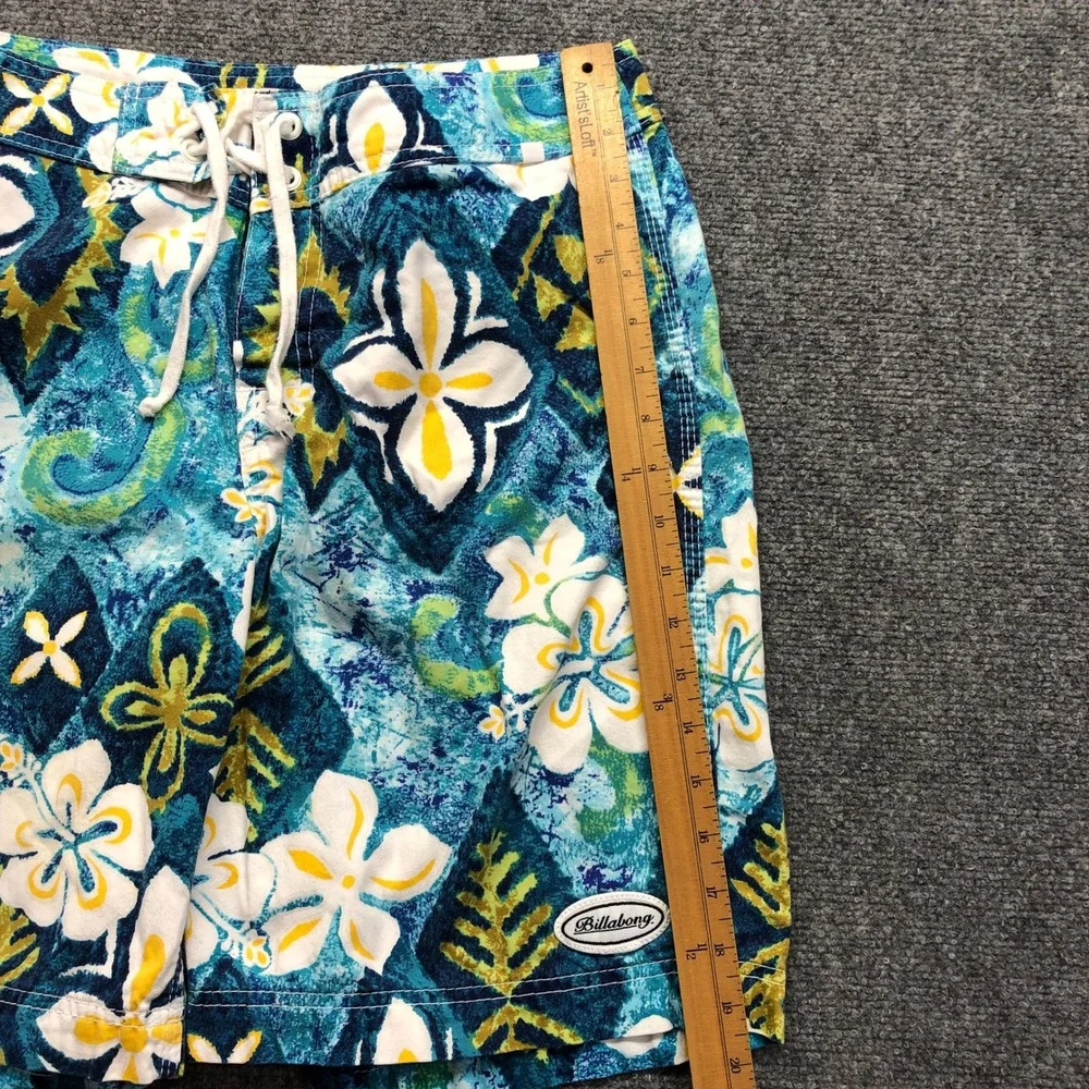 Billabong Mens Blue Tropical Hibiscus Floral Board Shorts Swim Trunks Size 29